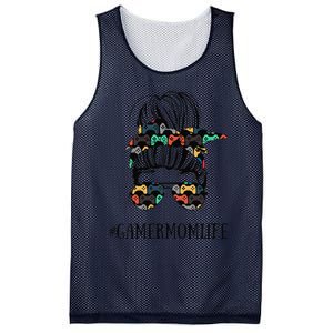 Womens Messy Bun Life Of A Gamer Mom Mother's Day Gaming Mother Mesh Reversible Basketball Jersey Tank