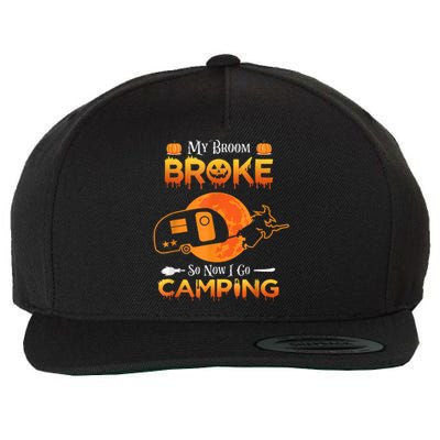 Witch My Broom Broke So Now I Go Camping Gift Wool Snapback Cap