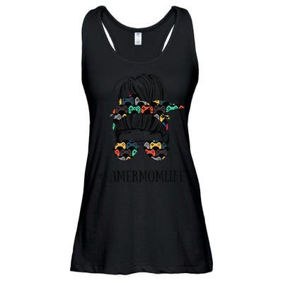Womens Messy Bun Life Of A Gamer Mom Mother's Day Gaming Mother Ladies Essential Flowy Tank