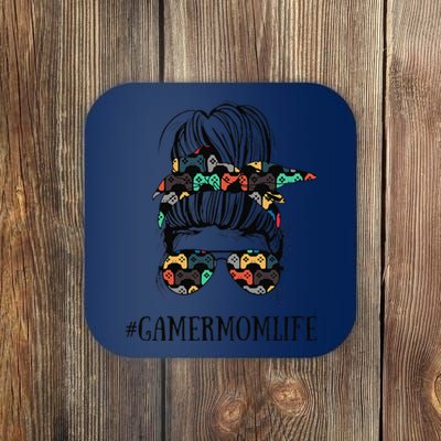 Womens Messy Bun Life Of A Gamer Mom Mother's Day Gaming Mother Coaster