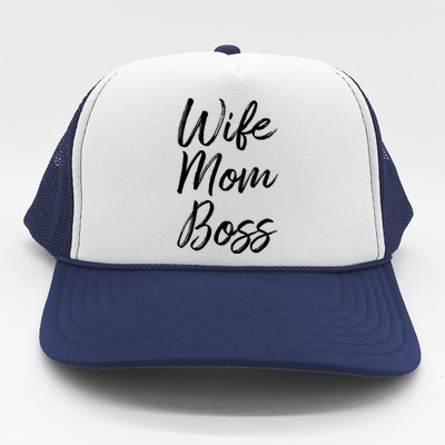 Wife Mom Boss Funny Mother's Day Family Matching Gift Trucker Hat