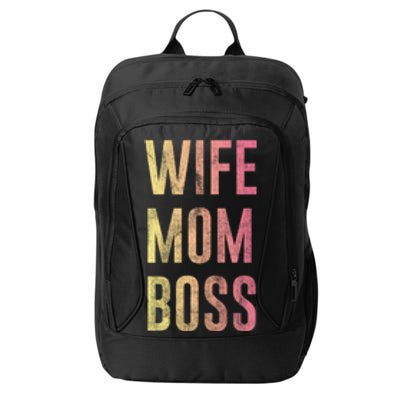 Wife Mom Boss Gradient Stacked Gift City Backpack