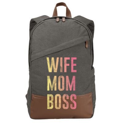 Wife Mom Boss Gradient Stacked Gift Cotton Canvas Backpack