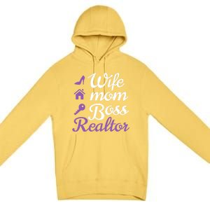 Wife Mom Boss And Realtor Gift Premium Pullover Hoodie