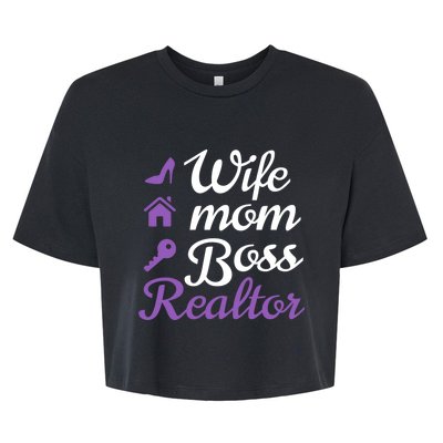 Wife Mom Boss And Realtor Gift Bella+Canvas Jersey Crop Tee