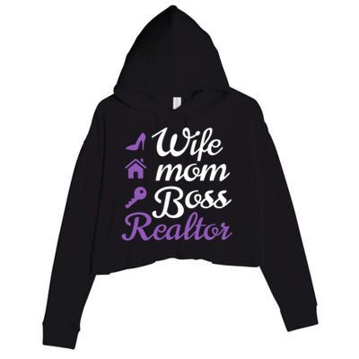 Wife Mom Boss And Realtor Gift Crop Fleece Hoodie