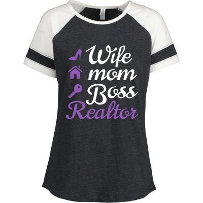 Wife Mom Boss And Realtor Gift Enza Ladies Jersey Colorblock Tee