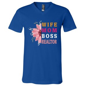 Wife Mom Boss Realtor Cool Gift V-Neck T-Shirt