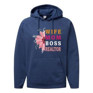 Wife Mom Boss Realtor Cool Gift Performance Fleece Hoodie