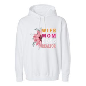 Wife Mom Boss Realtor Cool Gift Garment-Dyed Fleece Hoodie