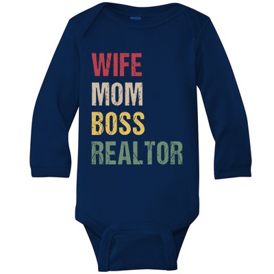 Wife Mom Boss Realtor Gift Baby Long Sleeve Bodysuit