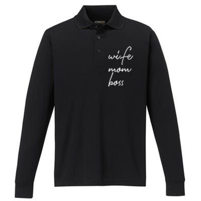 Wife Mom Boss Lady Funny Cute Mommy Cute Gift Performance Long Sleeve Polo