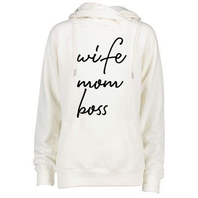 Wife Mom Boss Lady Funny Cute Mommy Cute Gift Womens Funnel Neck Pullover Hood