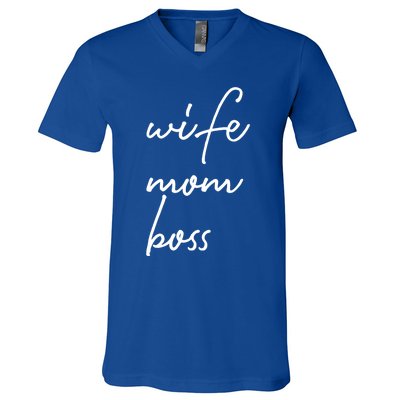 Wife Mom Boss Lady Funny Cute Mommy Cute Gift V-Neck T-Shirt