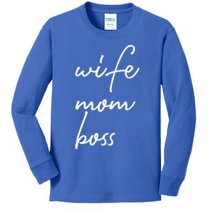 Wife Mom Boss Lady Funny Cute Mommy Cute Gift Kids Long Sleeve Shirt