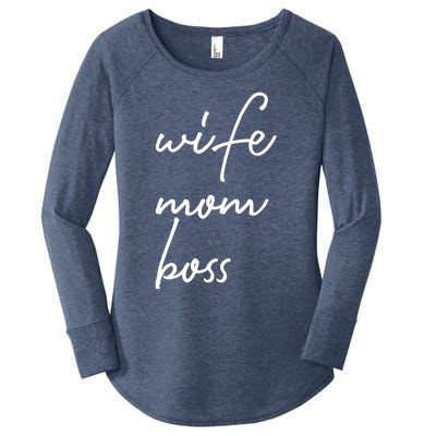 Wife Mom Boss Lady Funny Cute Mommy Cute Gift Women's Perfect Tri Tunic Long Sleeve Shirt