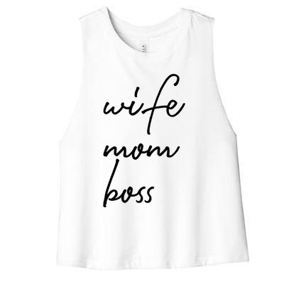 Wife Mom Boss Lady Funny Cute Mommy Cute Gift Women's Racerback Cropped Tank