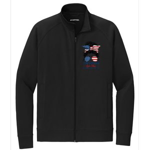 Women Messy Bun Im Voting For The Convicted Felon 4th Of July American Flag Gift Stretch Full-Zip Cadet Jacket