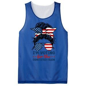 Women Messy Bun Im Voting For The Convicted Felon 4th Of July American Flag Gift Mesh Reversible Basketball Jersey Tank