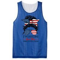 Women Messy Bun Im Voting For The Convicted Felon 4th Of July American Flag Gift Mesh Reversible Basketball Jersey Tank