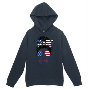 Women Messy Bun Im Voting For The Convicted Felon 4th Of July American Flag Gift Urban Pullover Hoodie