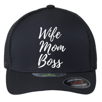 Wife Mom Boss Lady Gift Flexfit Unipanel Trucker Cap