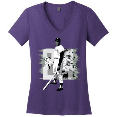 Willie Mays Baseball Women's V-Neck T-Shirt