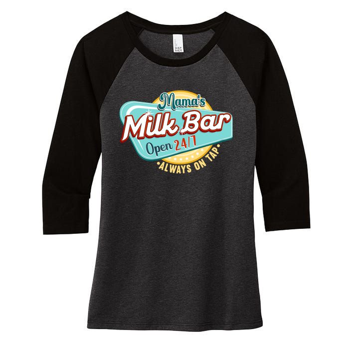 Wo Mama's Boobery Milkshake Breast Milk Bar I Breastfeeding Women's Tri-Blend 3/4-Sleeve Raglan Shirt