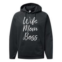 Wife Mom Boss Lady Funny Mommy Cute Performance Fleece Hoodie