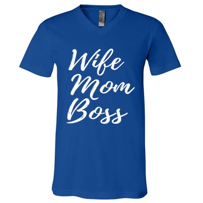 Wife Mom Boss Lady Gift V-Neck T-Shirt