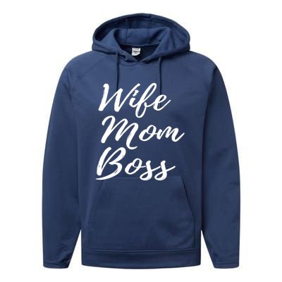 Wife Mom Boss Lady Gift Performance Fleece Hoodie