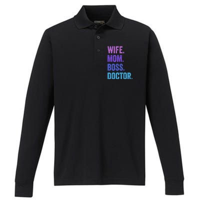 Wife Mom Boss Doctor Funny Mom Wife Sayings Meaningful Gift Performance Long Sleeve Polo