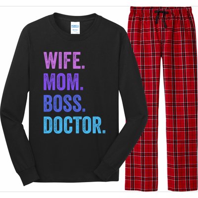 Wife Mom Boss Doctor Funny Mom Wife Sayings Meaningful Gift Long Sleeve Pajama Set