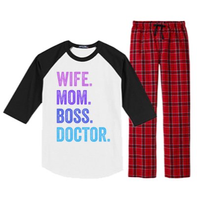 Wife Mom Boss Doctor Funny Mom Wife Sayings Meaningful Gift Raglan Sleeve Pajama Set