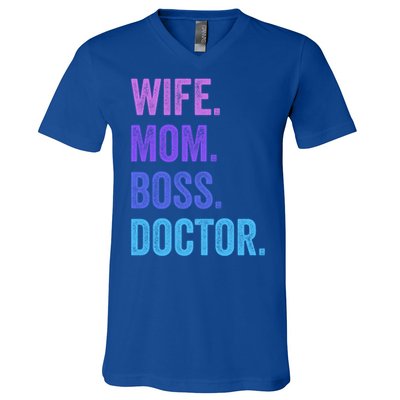 Wife Mom Boss Doctor Funny Mom Wife Sayings Meaningful Gift V-Neck T-Shirt