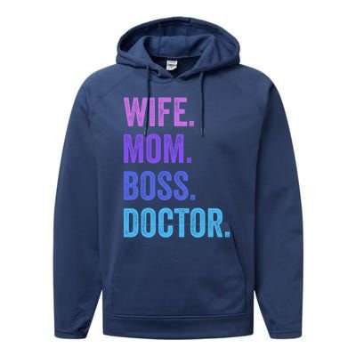 Wife Mom Boss Doctor Funny Mom Wife Sayings Meaningful Gift Performance Fleece Hoodie