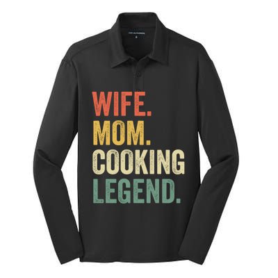 Wife Mom Cooking Legend Funny Cook Chef Mother Cute Gift Silk Touch Performance Long Sleeve Polo