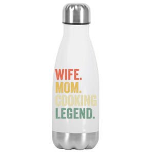 Wife Mom Cooking Legend Funny Cook Chef Mother Cute Gift Stainless Steel Insulated Water Bottle