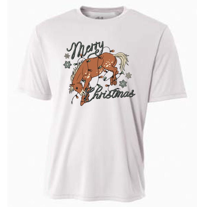 Western Merry Christmas (Excusive) Dtf Transfer Ready To Press Direct To Film Cooling Performance Crew T-Shirt