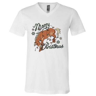 Western Merry Christmas (Excusive) Dtf Transfer Ready To Press Direct To Film V-Neck T-Shirt