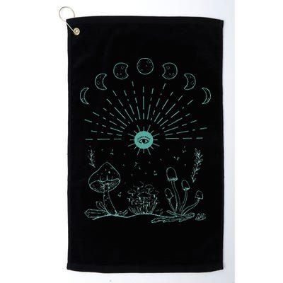 Womens Mushrooms Crystals Moon Phases Sun Eye Cottagecore Aesthetic Golf Towel