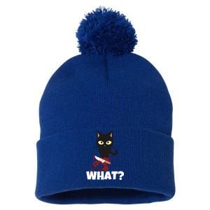 What? Murderous Cat With Knife For Cat Friends Gift Pom Pom 12in Knit Beanie