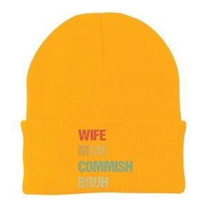 Wife Mom Commish Bruh Funny Fantasy Football Commissioner Knit Cap Winter Beanie