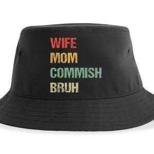 Wife Mom Commish Bruh Funny Fantasy Football Commissioner Sustainable Bucket Hat