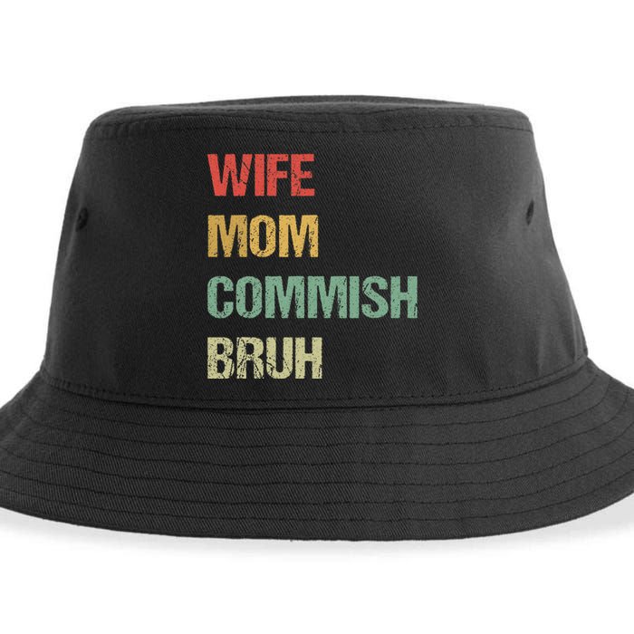 Wife Mom Commish Bruh Funny Fantasy Football Commissioner Sustainable Bucket Hat