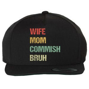 Wife Mom Commish Bruh Funny Fantasy Football Commissioner Wool Snapback Cap