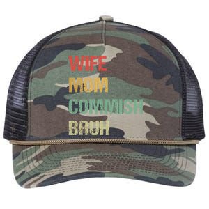 Wife Mom Commish Bruh Funny Fantasy Football Commissioner Retro Rope Trucker Hat Cap