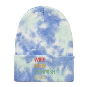 Wife Mom Commish Bruh Funny Fantasy Football Commissioner Tie Dye 12in Knit Beanie