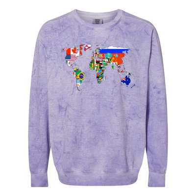 World Map Country Flag Atlas Gift Funny Gift Colorblast Crewneck Sweatshirt