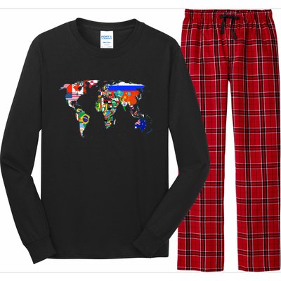 World Map Country Flag Atlas Gift Funny Gift Long Sleeve Pajama Set